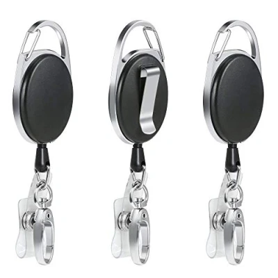 Abbildung von Vicloon Ausweisjojo, Schlüssel JoJo Ausweis mit Schlüsselring 2 in 1 für ID Badge Holder, Kartenhalter, Schlüsselkarten (3 Pcs Schwarz)
