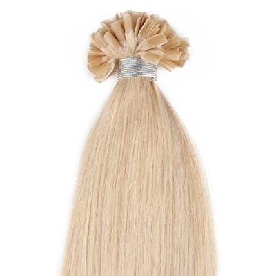 Abbildung von Beauty7 DIY Haarverlängerung Räumungsausverkauf 50 STK Echthaarstraehnen Remy Echthaar Haarverlaengerung von U tips 45cm 0,5g Bonding Extensions Straehnen 50cm/20 inches in Farbe #24 Blond