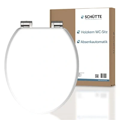 Abbildung von SCHÜTTE MDF WC Sitz WHITE, Toilettendeckel mit Absenkautomatik und Holzkern, Toilettensitz