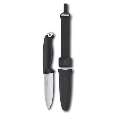 Abbildung von VICTORINOX Taschenmesser Venture, 5 Funktionen, Swiss Made, Feststehendes Outdoor Messer inkl. 10,5 cm Klinge und Sechskantloch, Full Tang, Schwarz