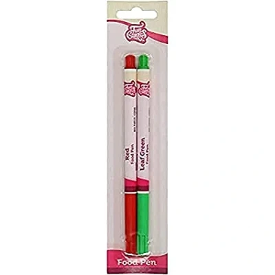 Abbildung von FunCakes Food Pen Rot Grün: Lebensmittelfarbe Stifte, flexible Spitze für dicke und dünne Linien, Essbarer Stift Kekse , Kuchen, Fondant mehr, ideal zum Personalisieren, Halal zertifiziert