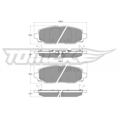 Abbildung von TOMEX brakes TX 60 04 Bremsbelagsatz Hinterachse mit akustischer Verschleißwarnung JEEP: Wrangler IV