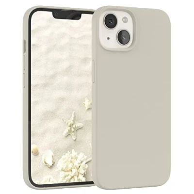 Abbildung von EAZY CASE Premium Silikon Handyhülle kompatibel mit iPhone 13, Slimcover Kameraschutz und Innenfutter, Silikonhülle, Schutzhülle, Bumper, Handy Case, Hülle, Softcase, Taupe