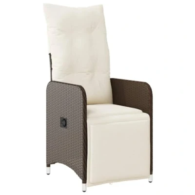 Abbildung von vidaXL Gartensessel Verstellbar mit Kissen, Gartenstuhl Stahlrahmen, Liegestuhll für Garten, Stuhl Sessel Relaxsessel, Braun Poly Rattan