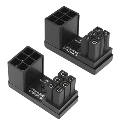 Abbildung von OTOTEC 2 STÜCKE GPU PCIe 6 Pin Buchse auf Stecker 180 Grad Winkeladapter Netzteilanschluss für Desktop Grafikkarten