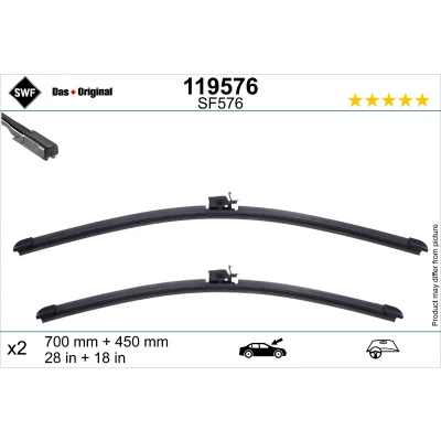 Abbildung von Scheibenwischer Swf 119576 700, 450mm vorne Flachbalkenwischblatt mit Spoiler für Linkslenker MERCEDES BENZ: V Klasse, Vito Kastenwagen, Tourer