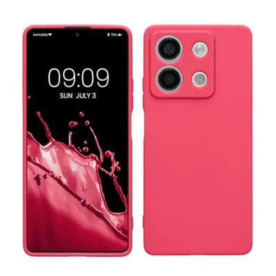 Abbildung von kwmobile Handyhülle kompatibel mit Xiaomi Redmi Note 13 5G Hülle Handy Case aus weichem Silikon in Neon Pink