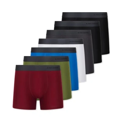 Abbildung von FM London 7er Pack Boxershorts für Herren ohne Etikett Atmungsaktive, Weiche und Dehnbare Unterhosen Männer mit Hohem Baumwollanteil, Dunkel Sortiert, L