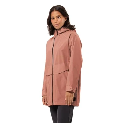 Abbildung von Jack Wolfskin Mainkai LONG Regenjacke / wasserabweisende Jacke, Damen, Größe: Medium, Astro dust