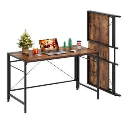 Abbildung von Dripex Schreibtisch Faltbar Tisch Großer Computertisch Klappbar PC 50 x 110cm Klappschreibtisch Platzsparend für Home Office Arbeitszimmer (Retro Braun)