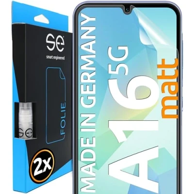 Abbildung von 2x se® 3D SCHUTZFOLIE Entspiegelt für Samsung Galaxy A16 5G, Anti Glare, 100% Fingerabdruck &amp; FaceID kompatibel, einfache blasenfreie Installation, Matt, Stoß Kratzfest TPU Material, aus Deutschland