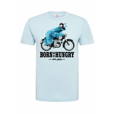 Abbildung von Logoshirt Sesamstrasse KRÜMELMONSTER Motorrad Tshirt print, Damen, Größe: Large, Hellblau