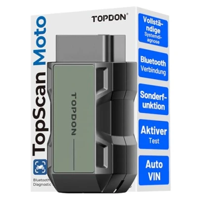 Abbildung von TOPDON TOPSCAN MOTO Motorrad OBD2 Scanner Diagnosegerät ist ein Bluetooth Wireless für BMW, Ducati und Harley Davidson.Es umfassender Codeleser mit A