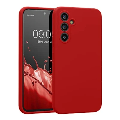 Abbildung von kwmobile Hülle kompatibel mit Samsung Galaxy A54 5G Case gummiert Silikon Handyhülle Schutzhülle Klassisch Rot
