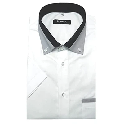 Abbildung von Huber Hemden Kurzarmhemd HU 0151 Button down, Kontrast, Kurzarm, Regular gerader Schnitt, Made in EU