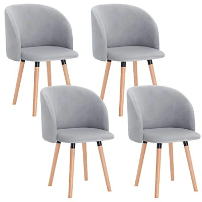 Abbildung von WOLTU Esszimmerstühle 4er Set Küchenstühle Wohnzimmerstühle Polsterstühle, Armlehnstühle mit Rückenlehne, für Esszimmer, Küche, Wohnzimmer, Samt, Gestell aus Massivholz, Grau, BH121gr 4