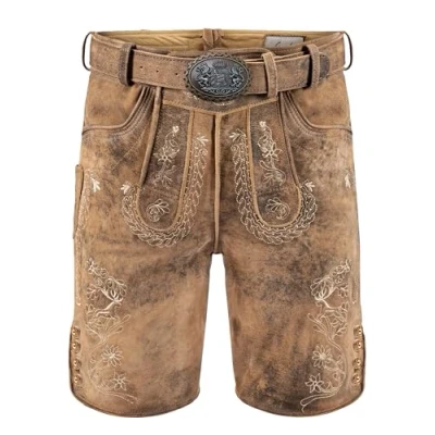 Abbildung von FUCHS Trachtenlederhose Lederhose kurz Peter sand (2 tlg) inkl. Gürtel