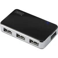 Abbildung von DIGITUS USB Hub 4 Ports High Speed 2.0 480 MBit/s Plug&amp;Play Anschluss Kabel 66 cm Schwarz