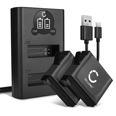 Abbildung von CELLONIC 2X AHDBT 401 335 06532 000 Akku kompatibel mit GoPro Hero 4, 4 Plus, Black, Silver, 3.8V 1160mAh + Dual Ladegerät
