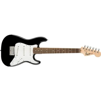 Abbildung von Squier by Fender Mini Stratocaster, E Gitarre, Lorbeergriffbrett, Schwarz