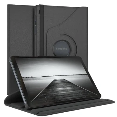 Abbildung von EAZY Case Tablet Hülle für Samsung Galaxy Tab A7 Lite Schutzhülle 8 Zoll Smart Cover Rotationcase zum Aufstellen Klapphülle 360 drehbar mit Standfunktion Tasche Kunstleder Schwarz