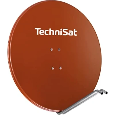 Abbildung von TechniSat SATMAN 850 PLUS Satellitenschüssel mit AZ EL Halterung (85 cm Sat Anlage LNB Haltearm geeignet für UNYSAT Universal LNB) rot