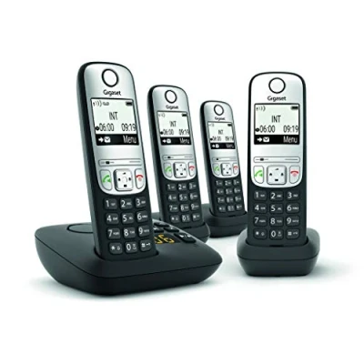 Abbildung von Gigaset A690A Quattro, Schnurloses Telefon mit Anrufbeantworter DECT (Mobilteile: 4, Seniorenfreundlich &amp; Freisprechfunktion Strahlungsarm)