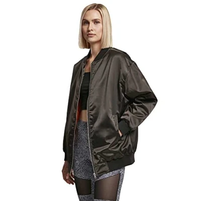 Abbildung von Urban Classics Damen Ladies Oversized Satin Bomber Jacket Jacke, Black, XXL