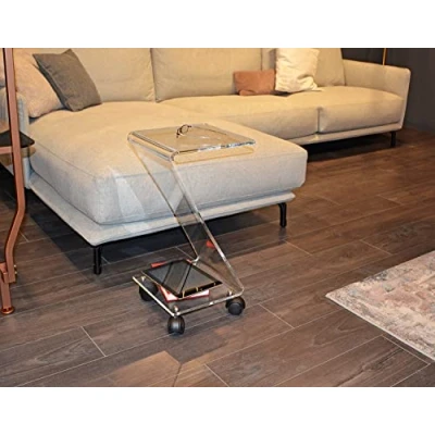 Abbildung von Slato Couchtisch mit Rollen, modernes Design, aus transparentem Acrylkristall, Kali