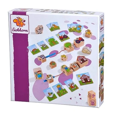 Abbildung von Eichhorn Spiel, Fädelspiel mit Bauernhof Motiven, FSC® schützt Wald weltweit