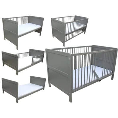 Abbildung von Micoland Kinderbett Juniorbett Beistellbett 140x70 cm 3in1 mit Matratze grau