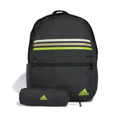 Abbildung von adidas Classic Horizontal 3 Stripes Backpack Tasche, Black/SOLAR Slime, One Size