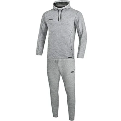 Abbildung von JAKO Damen Jogginganzug Premium Basics mit Kapuzensweat, grau meliert, 38, M9629