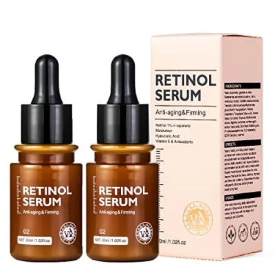 Abbildung von Retinol Anti Aging Gesichtscreme &amp; Essenz, 2 Stk Vibrant Glamour Creme, Feuchtigkeitscreme, Falten Essenz für das Gesicht, Reduziert trockene Linien und feine (Serum)