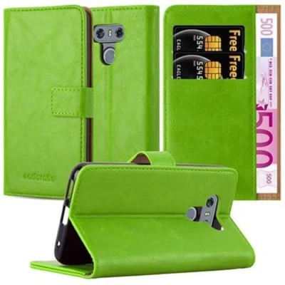 Abbildung von Cadorabo Hülle kompatibel mit LG G6 aus Premium Kunst Leder Flip Klappbare Stoßfeste Magnetische [Standfunktion] [Kartenfächern] Cover für Tasche in Grün