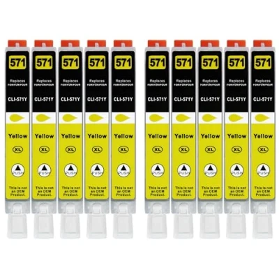 Abbildung von 10 XXL Druckerpatronen kompatibel zu CLI 571 Y Gelb für Canon PIXMA MG5750 MG5751 MG5752 MG5753 MG6850 MG6853 MG7750 MG7753 TS5050 TS5053 TS5055 TS6050 TS6052 TS8050 TS8053 TS9050 TS9055