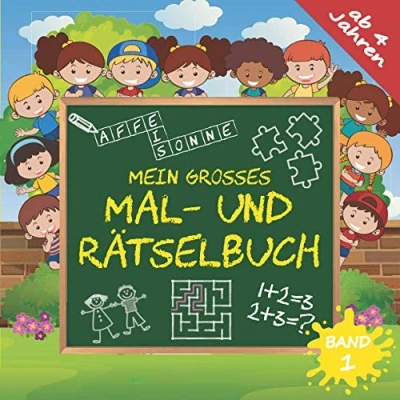 Abbildung von MEIN GROSSES MAL und RÄTSELBUCH ab 4 Jahren, Band 1: Denkspiele für schlaue Kinder mit Labyrinth , Buchstabensalat Punkt zu Malen nach Zahlen Übungen viel mehr