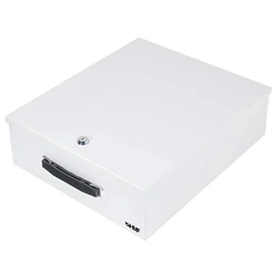 Abbildung von HMF Geldkassette Abschließbare XL Dokumentenkassette für Ordner DIN A4/B4, 39,5 x 32,5 12 cm, Lichtgrau