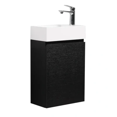 Abbildung von WC Badmöbel Angela 40x22 cm Schwarz Holz Schrank Waschbecken Badezimmer Toilette