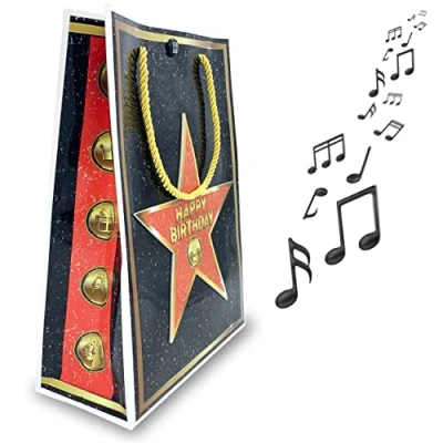 Abbildung von bentino MUSIK Geschenktüte, beim ÖFFNEN der Tasche hört man den Song Simply the Best, tolle Geschenkverpackung für Geburtstage, GagBag