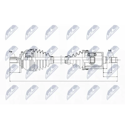 Abbildung von NTY NPW VV 045 Antriebswelle Vorderachse links, Vorderachse, links 526 VOLVO: V70 2, S60 I