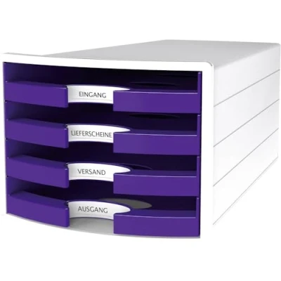 Abbildung von HAN Schubladenbox Impuls A4/C4 4 offene Schubladen weiß/Trend Colour l