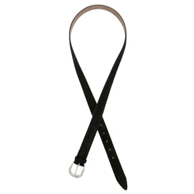 Abbildung von Ulla Popken Damen, Suede, Velourslederoptik, Metallic Schließe Gürtel, schwarz, 155