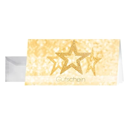 Abbildung von SIGEL DS050 Weihnachts Gutschein Karten Set mit Kuverts DIN lang 10 Stück Einlageblatt &quot;Precious Stars&quot; ideal zum Bedrucken
