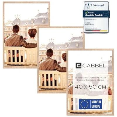 Abbildung von CABBEL Dreierpack (3 STK.) Bilderrahmen 40x50 cm MDF Holz Rahmen in Mokka mit bruchsicherem Plexi Glas/Modern