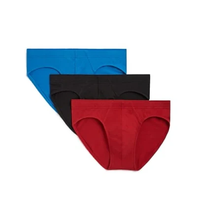 Abbildung von 2(x)ist)IST Men&#039;s Cotton Stretch No Show Brief 3 Pack,Sliq Scotts Red/Skydiver Blue/Black,X Large