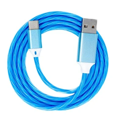 Abbildung von System S USB 3.1 leuchtendes Kabel 1 m Typ C Stecker zu 2.0 A Adapter in Blau