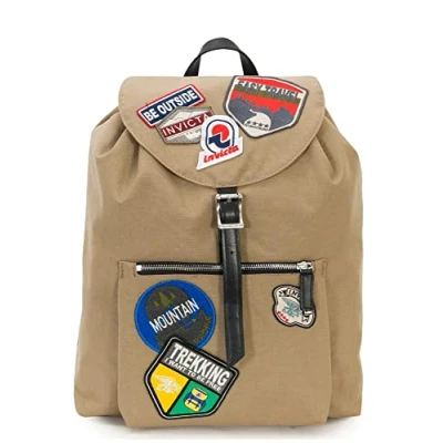 Abbildung von INVICTA ALPINO PATCH HERITAGE Rucksack, Backpack, Daypack, Tasche, Italienisches Design mit Lederdetails;Leicht und Kompakt für Reise Ausflüge, Damen, Herren &amp; Teenager, blau