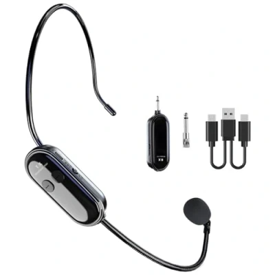 Abbildung von Wireless Mikrofon Headset, 2,4GHz Kabelloses Headset Mikrofon, 165Fuß und Handmikrofon 2 Zoll 1, Wiederaufladbares 6,35mm 3,5mm Kopf für Lautsprecher, Sprachverstärker