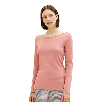 Abbildung von TOM TAILOR Damen 1039767 Basic Langarmshirt, 32224 fading Rose, XXL